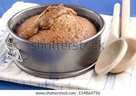 baked toffee pudding in a cake tin