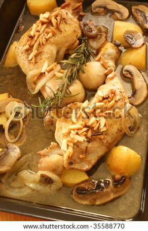 grilled chicken with organic potato and mushroom