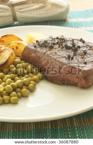 pepper steak with roasted potato