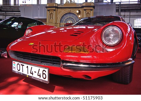 stock photo BUDAPEST APRIL 16 Renovated V6 Ferrari Dino oldtimer car 