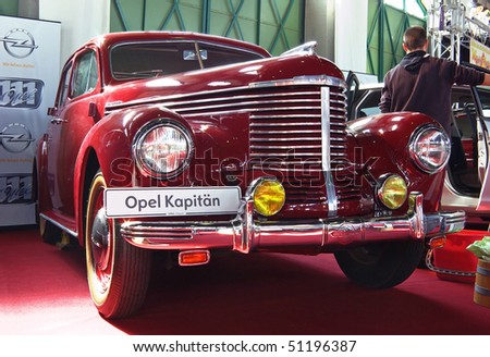 stock photo BUDAPEST APRIL 16 Rare 1939 39s Opel Kapit n Cabriolet front