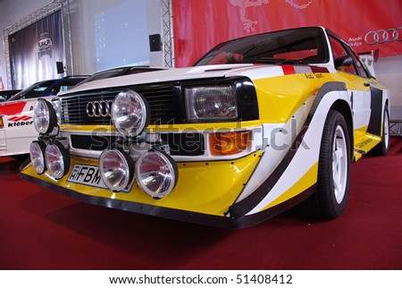 stock photo BUDAPESTAPRIL 16 Fourwheel drived Audi Sport Quattro S1