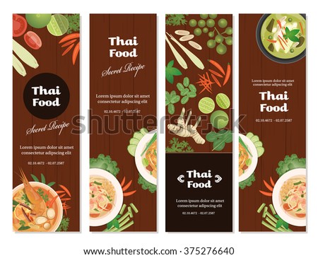 vector of Thai foods banner set,vertical banner design ,flat style