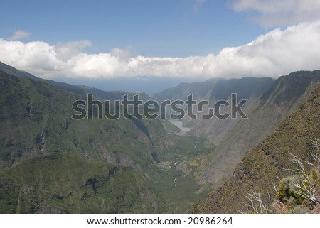 Valley formed by volcanic activity on Reunion Island (Near Madagascar)