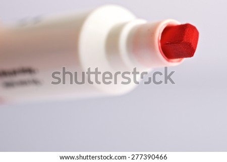 Red marker with special focus on the tip\'s texture