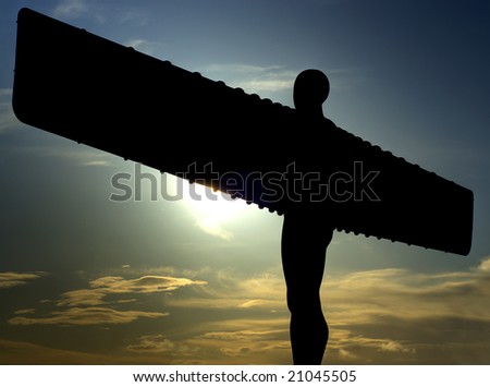 Silhouetted Angel of the North In Newcastle