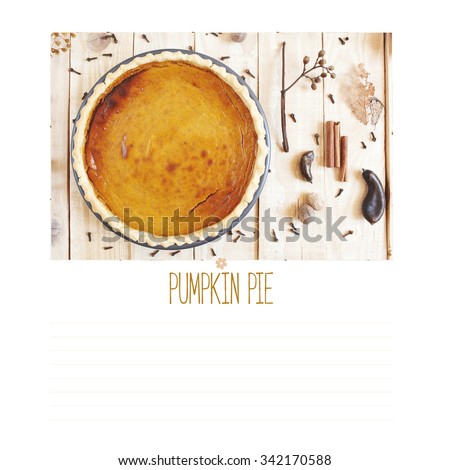Pumpkin pie recipe card