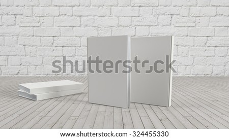 Set of empty books for your design presentation, front and back sides