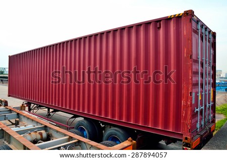 Cargo container on semi trailer chassis
