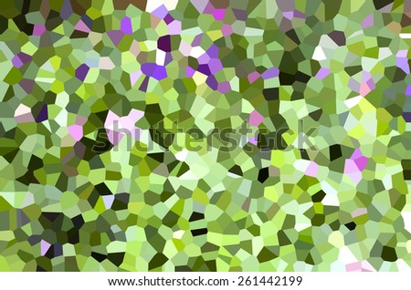 Abstract Art Natural Green and Violet Mosaic Flower and leaves Texture Background