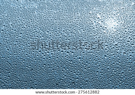 Awesome Natural Water Drops on Glass in Rainy Season - Abstract Blue Filter