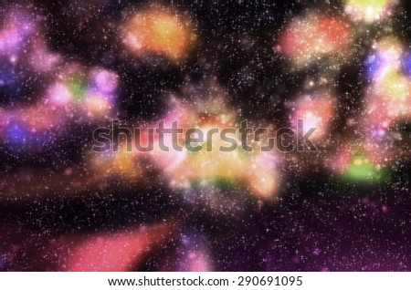 Abstract Awesome Art in the Dark Night Colorful Star Galaxy Green Aurora Light Texture Background