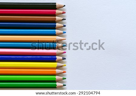 Abstract Rainbow Multicolor Pencil on White Drawing Paper Texture Background
