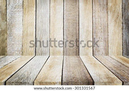 Beautiful Natural Brown Wooden Table Shelf Background - For Montage or Display Your Products or Objects