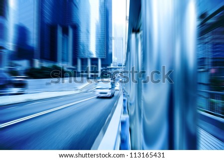 car rushing on the street in motion blur