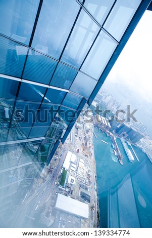 Bird\'s eye view from modern building in hong kong