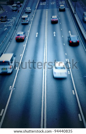 car rushing on the street in motion blur