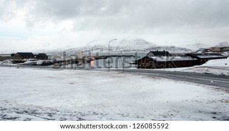 DjÃ?Âºpivogur, East,fjords  Iceland in mid winter snow