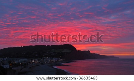 Sunrise Lamp on Sidmouth At First Light Sunrise Stock Photo 36633463   Shutterstock
