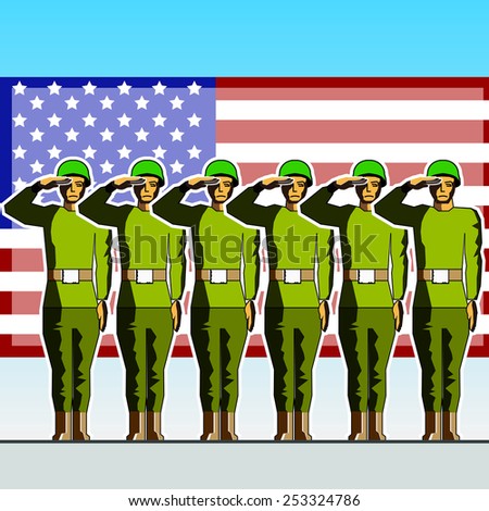 Soldiers salute the American flag