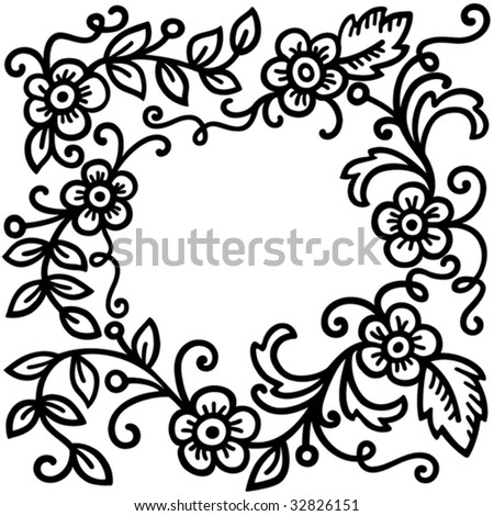 stock vector black floral patterns on white background