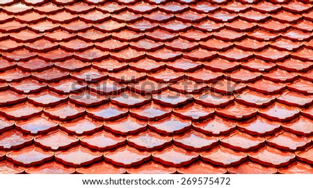 Tile roofs of the old church temple. In Thailand.