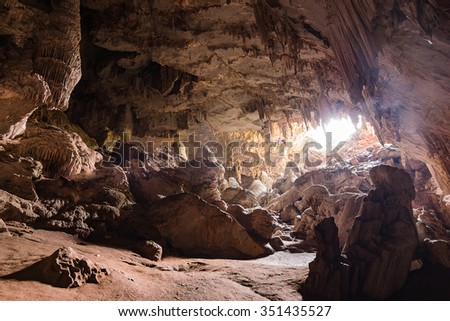 Stalactites and stalagmites in Mae Usu Cave,Tak,Thailand