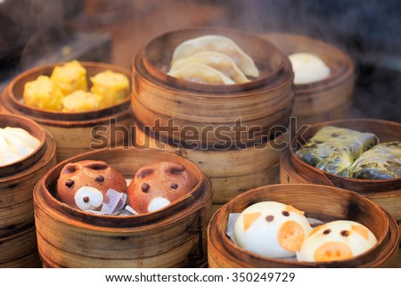 Chinese bread ( Baozi ) on a market in China