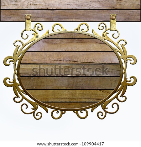 Old wooden sign isolated on white