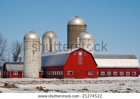Barn and Silos in Winter
