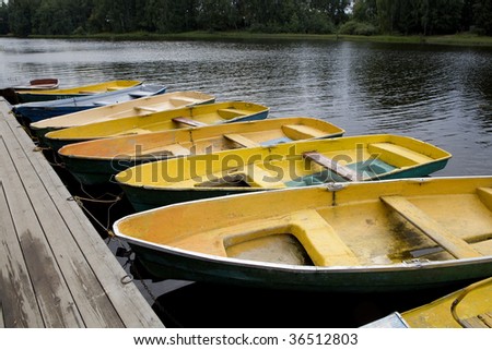 yellow boats on river