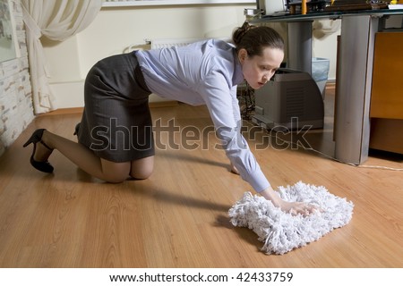 chief sacked cleaner. Secretary washes the floor