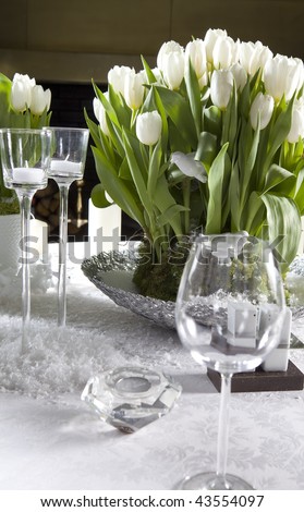 Decoration of the dining table for Valentine\'s Day