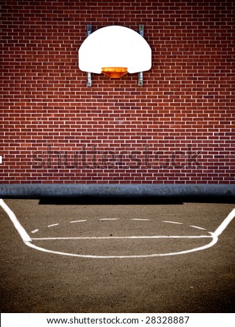 empty basketball court from a school