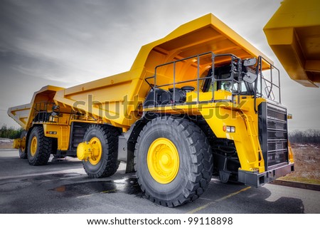 Large Haul Truck Ready For Big Job In A Mine. Low Saturation And Added Vigneting.