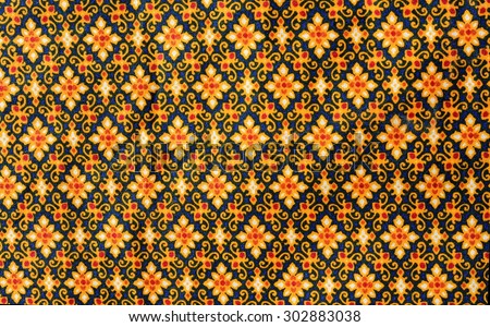 Texture background : Background with floral batik. Design for fabric of general traditional thai style.(Laithai)