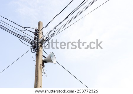 loudspeaker and Electric wire on the pole