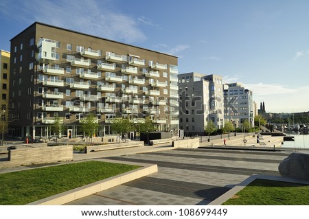 Modern executive flats in Liljeholmen in Sweden.