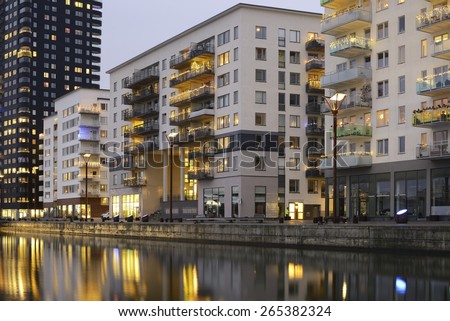 Modern apartment buildings
