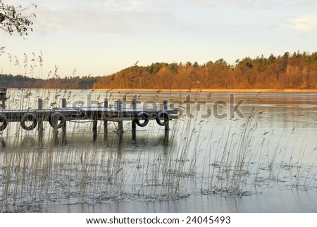 A frozen lake Malaren in Sweden.