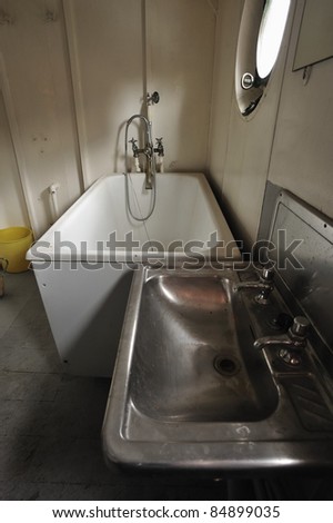 Adandoned bathroom in boat that has not been used in years.