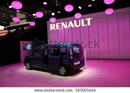 GENEVA, MARCH 6 : A Renault Kangoo Z.E. electric  car on display at 84th international Geneva motor show Show Palexpo-Geneva on March 6, 2014 in Geneva, Switzerland.