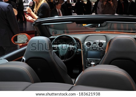 GENEVA, MARCH 6 : A Bentley New GT Speed car on display at 84th international Geneva motor show Show Palexpo-Geneva on March 6, 2014 in Geneva, Switzerland.
