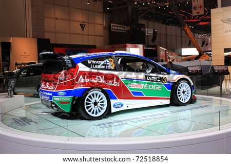 stock photo GENEVA MARCH 3 A Ford fiesta rs wrc car show on