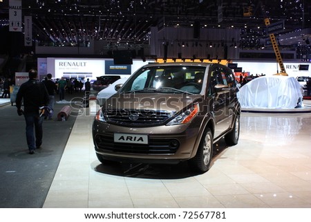 GENEVA, Switzerland - MARCH 3 : A TOYOTA  ARIA car on display at 81th International Motor Show Palexpo-Geneva on March 3, 2010 in Geneva, Switzerland.