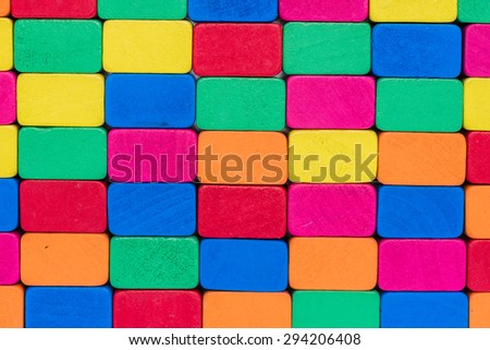 Close up of color blocks toy pattern background