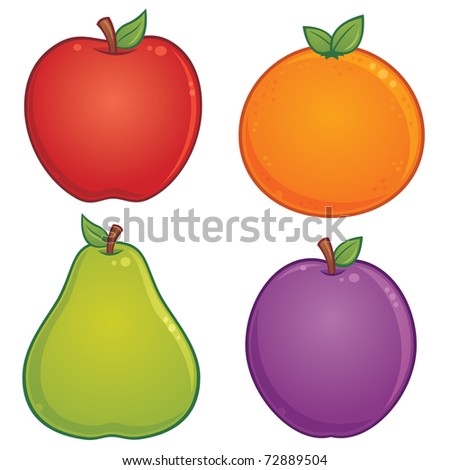 Orange Fruit Drawing. stock vector : Vector cartoon illustration of various fruit. Apple, orange, pear and