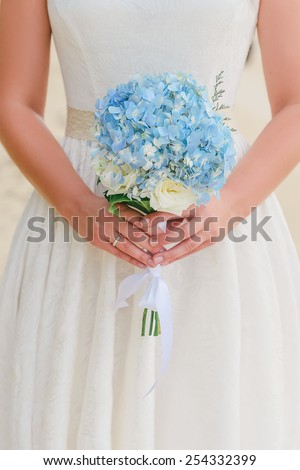 Bridal bouquet, wedding dress, flowers