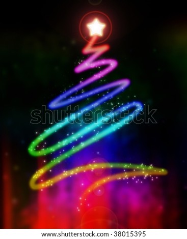 Abstract Illustration Of A Glowing And Colorful Christmas Tree - 38015395 : Shutterstock