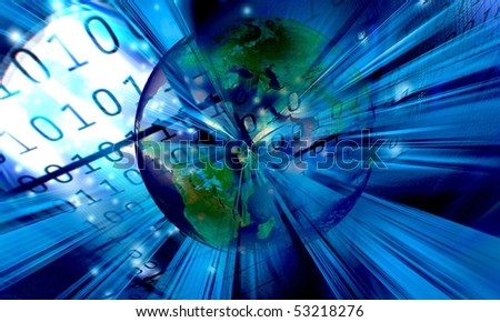 Abstract binary background with an earth globe